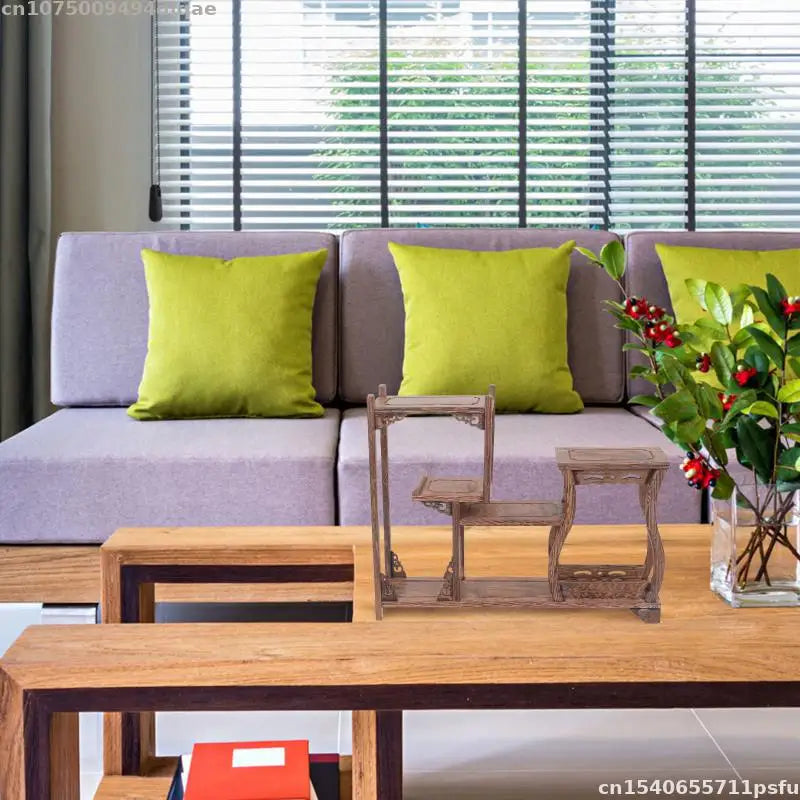 Estante de Almacenamiento de Madera Maciza Natural, Soporte de Almacenamiento para Cocina, Estante Decorativo para Jarrones, Bonsáis, Plantas, Figuras, Juegos de Té