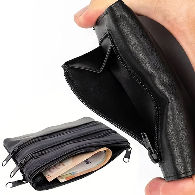 Monedero de cuero PU, bolso pequeño, cartera Unisex con cremallera, monedero, llavero de cuero, bolsa de cambio, Mini billetera para hombres y mujeres