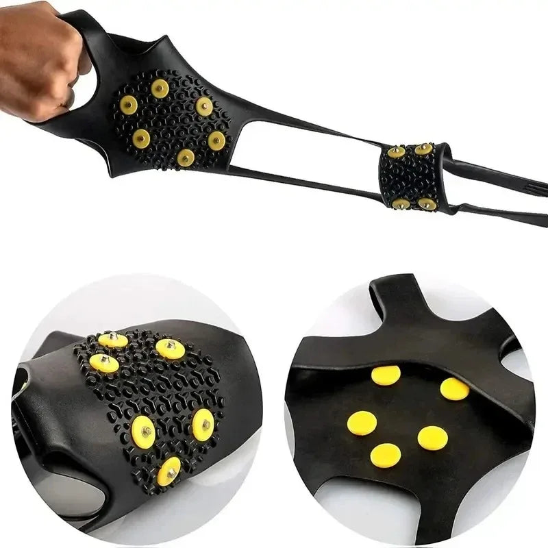 2 uds 10 tacos de acero Crampones empuñaduras de nieve tacos para hielo y nieve tacos de tracción de goma antideslizantes senderismo caminar escalada trotar