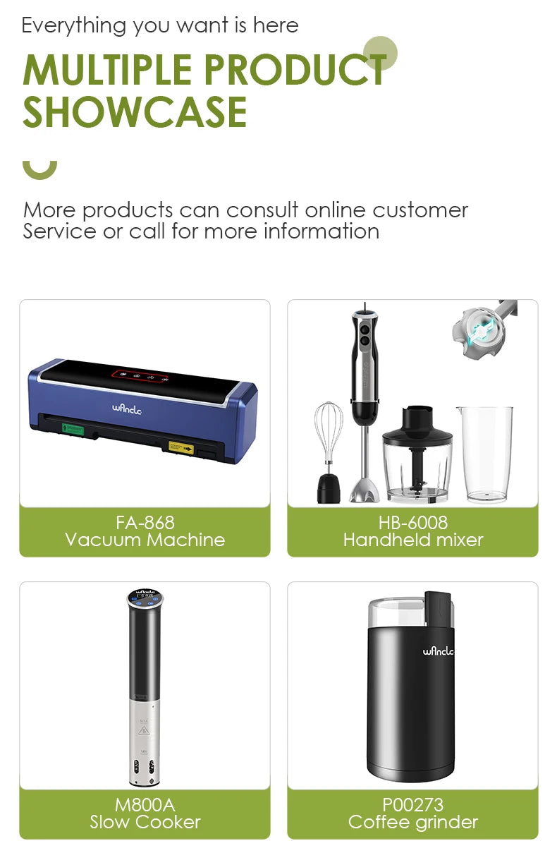 Wancle-licuadora de inmersión manual eléctrica, batidora de palos multifuncional para alimentos para bebés, picadora de carne vegetal, función Turbo, 600W