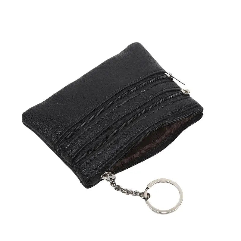 Monedero de cuero PU a la moda, cartera pequeña para mujer, monederos de cambio, Mini bolsas de dinero con cremallera, billeteras de bolsillo para niños, llavero