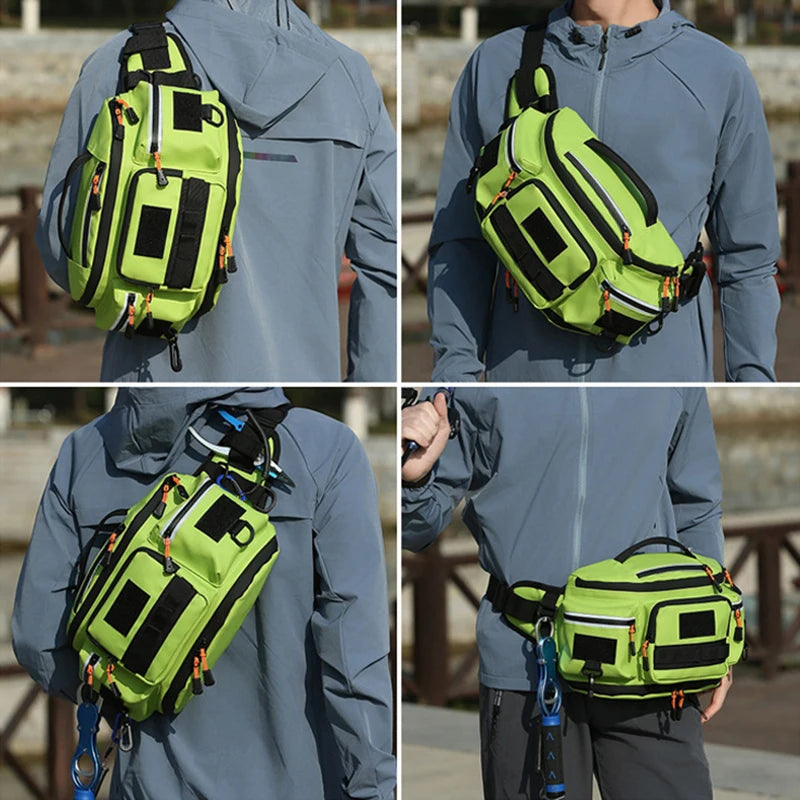 Bolsa de pecho para senderismo para hombre, riñonera de viaje con múltiples bolsillos, para escalada al aire libre, correr, ciclismo, bandolera, bolsa de aparejo con cinturón Molle deportiva