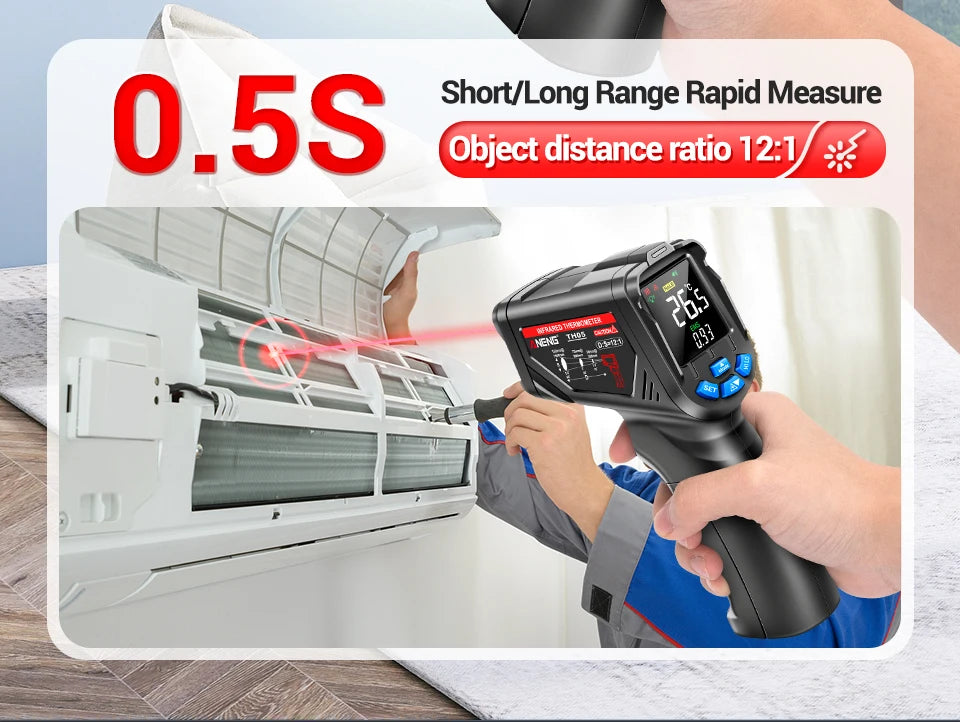 Termómetro Infrarrojo Digital Sin Contacto -20~650 ℃   ANENG TH05 IR láser Termometro pirómetro pistola láser medidor de temperatura herramientas