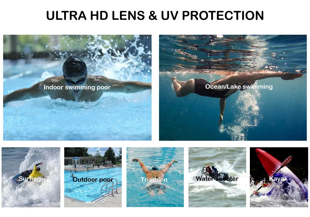 Gafas de natación profesionales antivaho para adultos, lentes de protección UV para hombres y mujeres, gafas de natación de silicona ajustables impermeables en la piscina