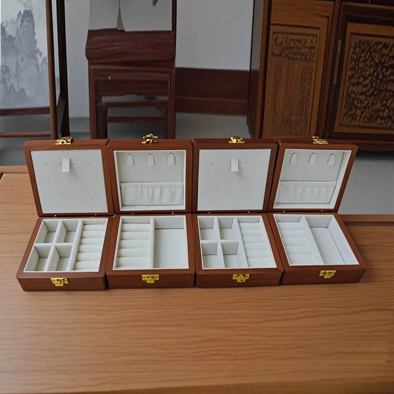 Caja de joyería de madera, pulseras de lujo, anillos, caja expositora, collares, pendientes, escaparate, baratija de mujer, Estuches de almacenamiento de joyería