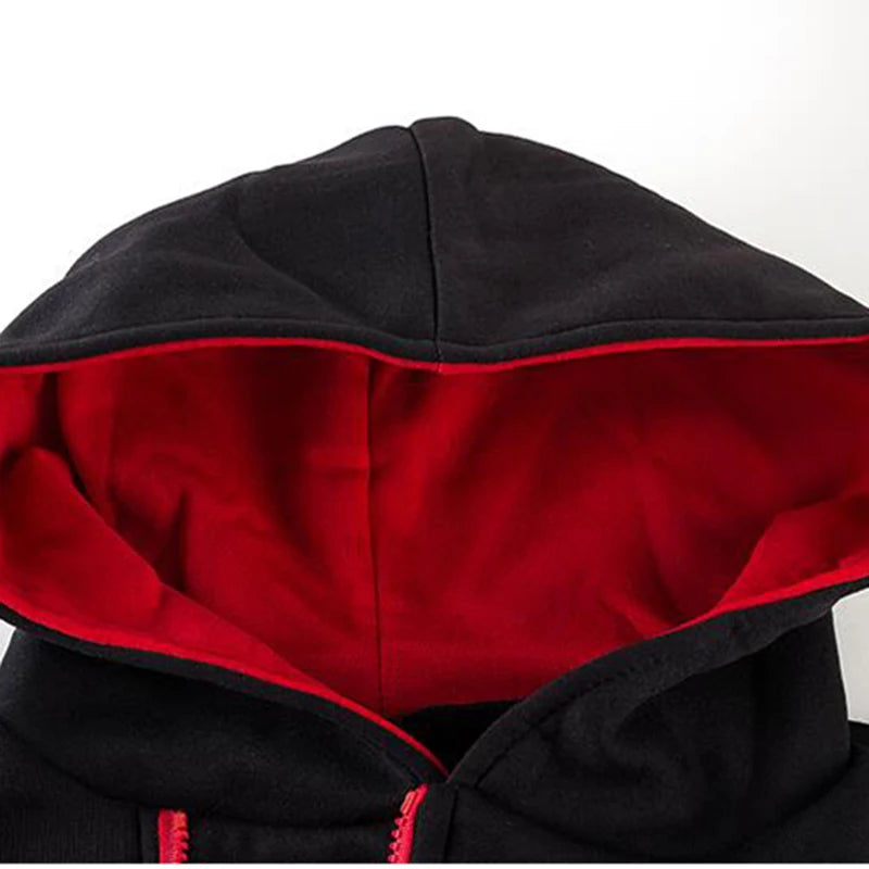 Sudadera con capucha de manga larga para hombre, suéter con cremallera, cuello alto, chaqueta superior, abrigo, color negro