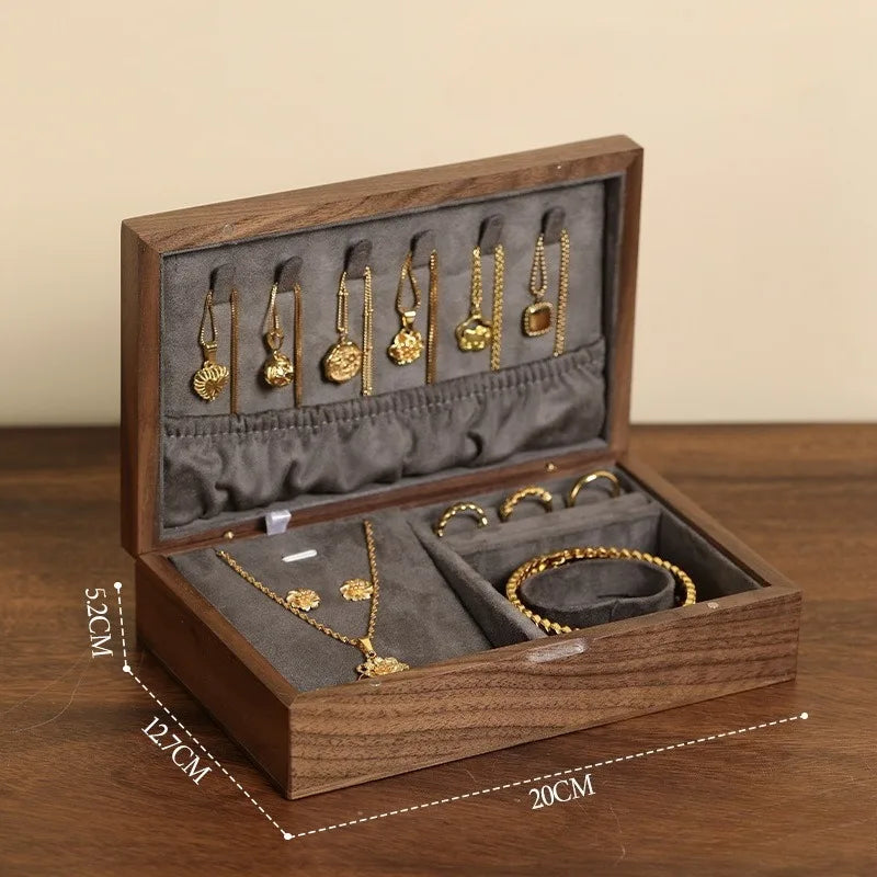 Cajas de joyería de madera, collar grande, pulsera, organizador de joyas, pendientes, anillos, caja de almacenamiento de madera, estuche de joyería de lujo para mujer