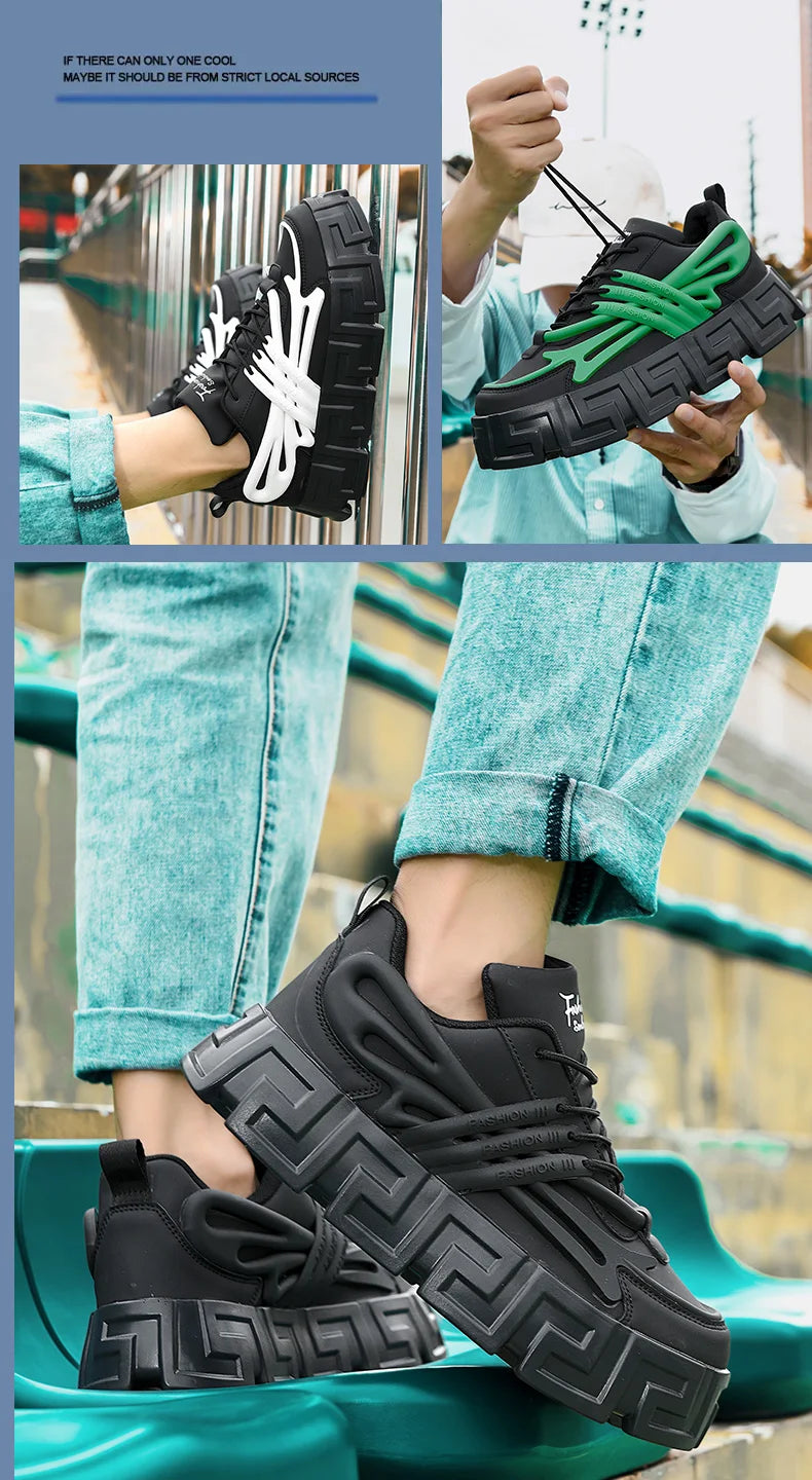 Zapatos informales para hombre, zapatos para caminar de estilo callejero, zapatillas de deporte con suela gruesa, zapatillas de baloncesto para correr, zapatillas vulcanizadas 2023 para hombre