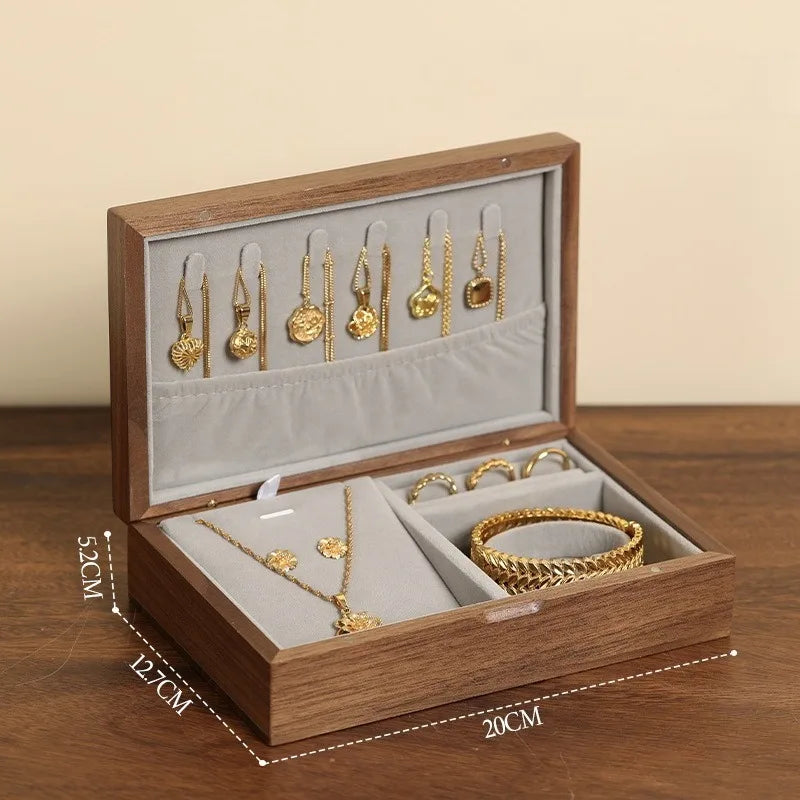 Cajas de joyería de madera, collar grande, pulsera, organizador de joyas, pendientes, anillos, caja de almacenamiento de madera, estuche de joyería de lujo para mujer