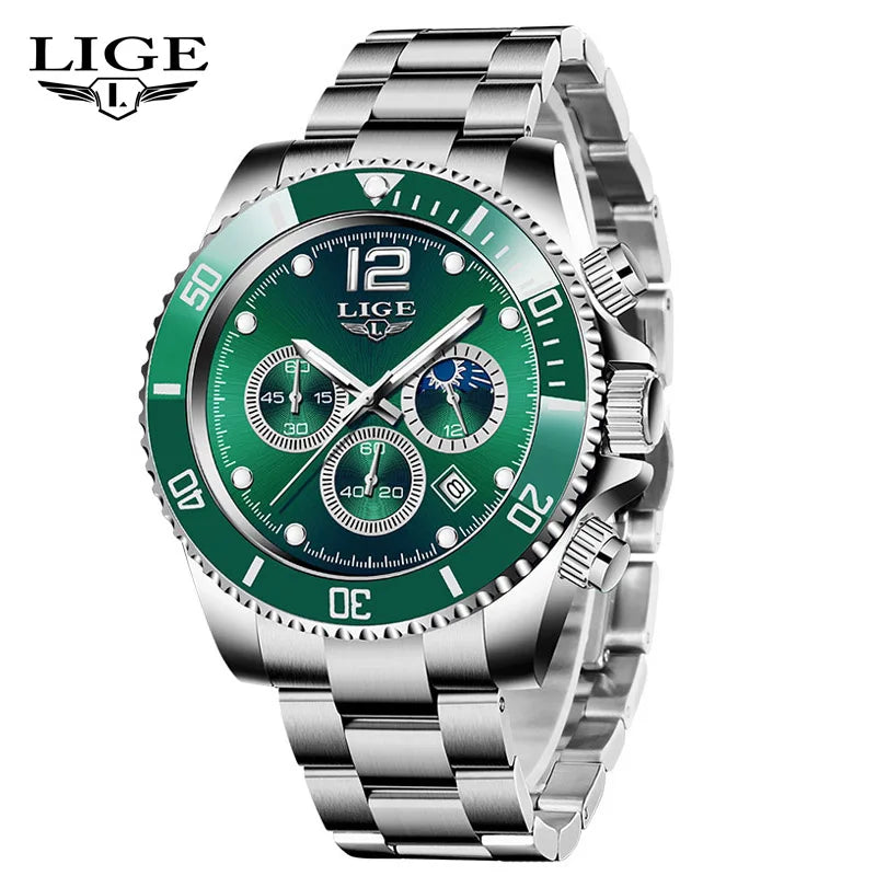 Reloj Masculino LIGE, nuevo reloj de cuarzo militar para hombre, relojes impermeables de lujo a la moda, cronógrafo con fecha de negocios para hombre