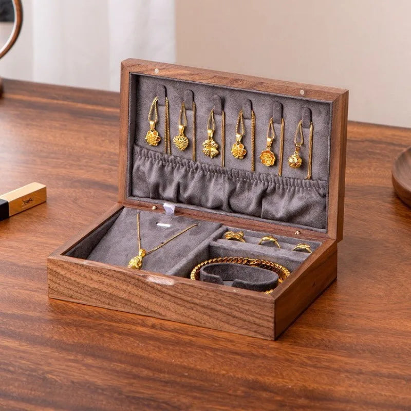 Cajas de joyería de madera, collar grande, pulsera, organizador de joyas, pendientes, anillos, caja de almacenamiento de madera, estuche de joyería de lujo para mujer
