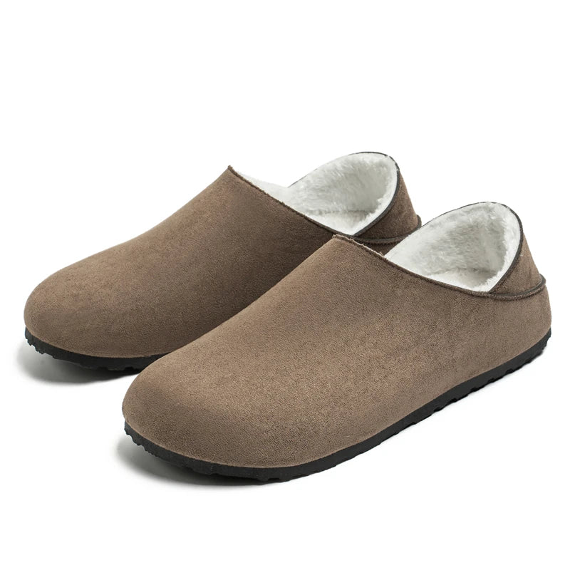 2025 zuecos de moda, zapatillas para hombre, zapatillas planas informales para exteriores, cómodas zapatillas de gamuza de suela gruesa, zapatos de playa antideslizantes para mujer