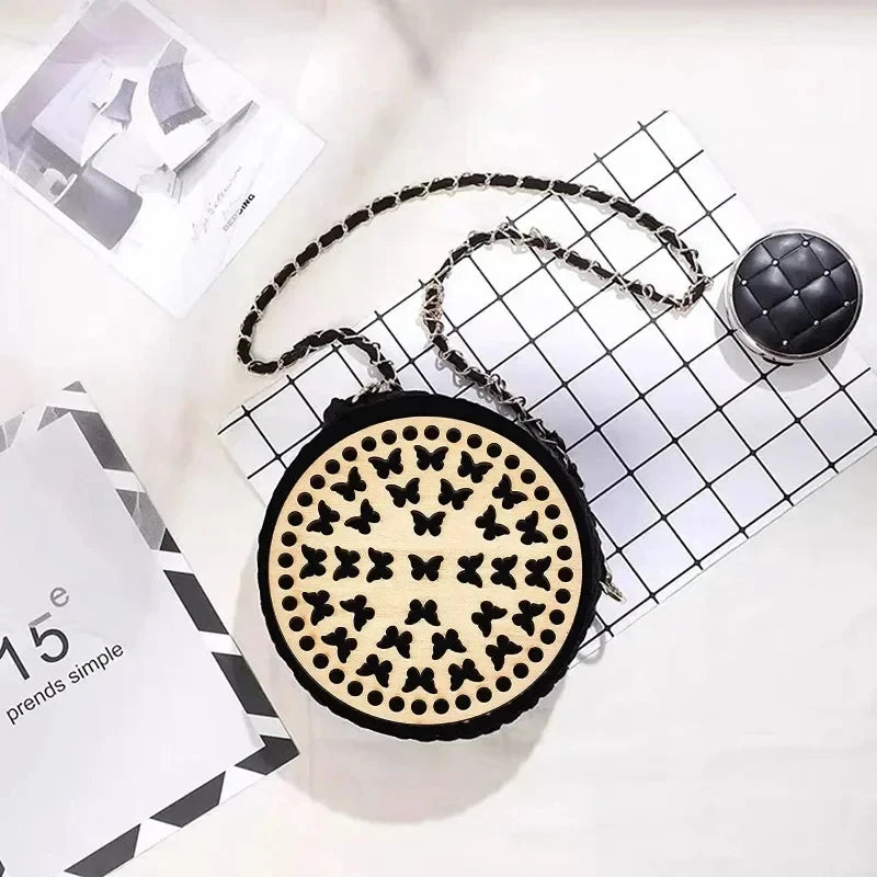 6 uds DIY parte inferior de cesta de madera Natural cesta de ganchillo hueca Base de madera para bolsa de tejer fondo artesanía hacer cesta tejida