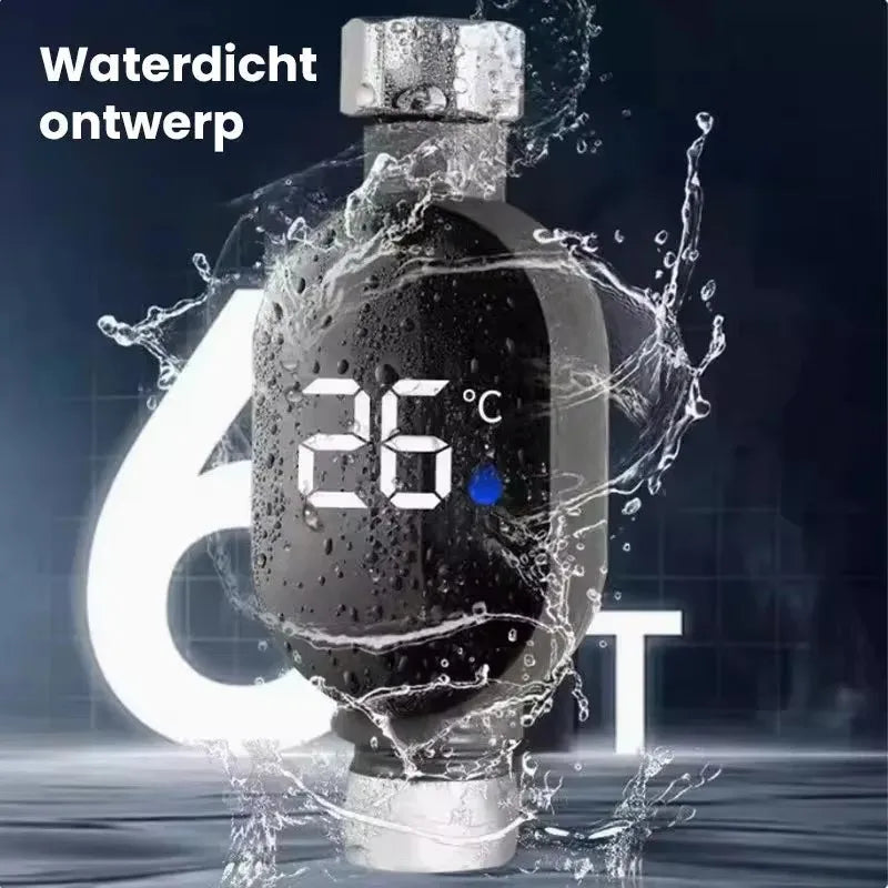 Termómetro de ducha de agua para el hogar con pantalla LED 0 ℃ ~99 ℃   Baño elegante impermeable de la medida precisa de la temperatura del agua