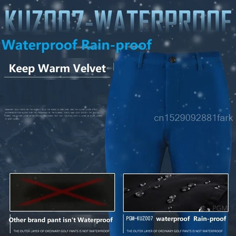 Pgm pantalones de Golf para hombre, pantalones cálidos gruesos impermeables de invierno, además de ropa de Golf de tenis de terciopelo, pantalones cálidos de pelota de Golf para hombre, a prueba de lluvia y nieve