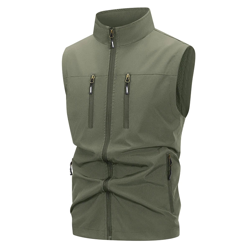 Chaleco Softshell ligero para hombre con bolsillos con cremallera, chaqueta sin mangas a prueba de viento para senderismo, Golf, prendas de vestir al aire libre, cortavientos