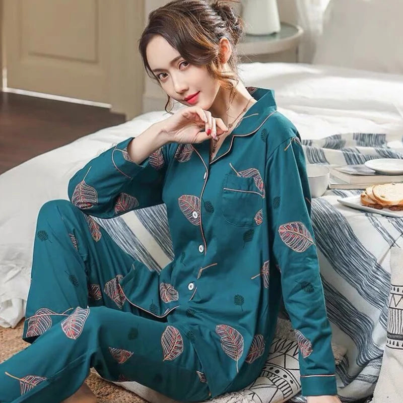 Pijama 100% de algodón para mujer, Pijamas rosas sólidos de invierno, ropa de dormir cálida femenina, pijama blanco PJ 2024 de moda de algodón puro para mujer