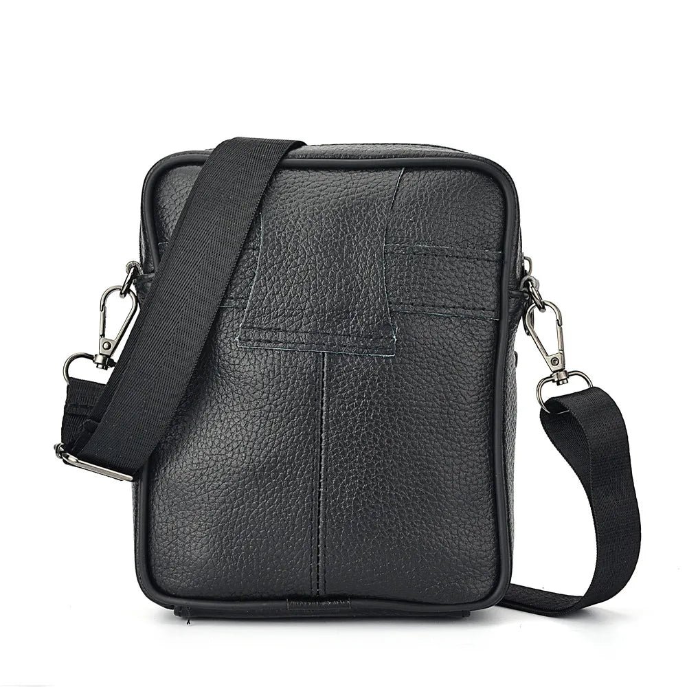 Bolso cruzado de cuero genuino para hombre, bolso de mensajero de negocios Retro con bolsillo con cremallera de alta calidad para hombre
