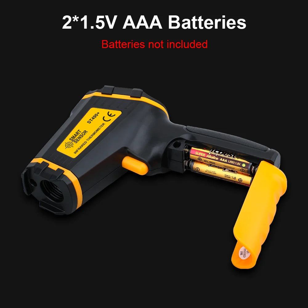 Termómetro infrarrojo Digital medidor de temperatura láser pirómetro sin contacto higrómetro IR Termometro Color LCD alarma de luz