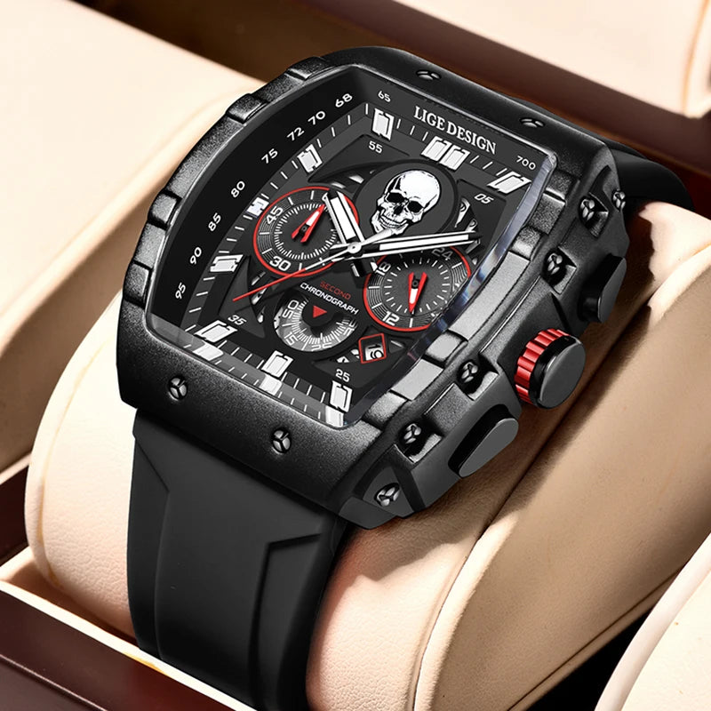 LIGE-reloj analógico de cuarzo para hombre, accesorio de pulsera resistente al agua con cronógrafo, complemento Masculino deportivo de marca de lujo con esfera luminosa y diseño militar
