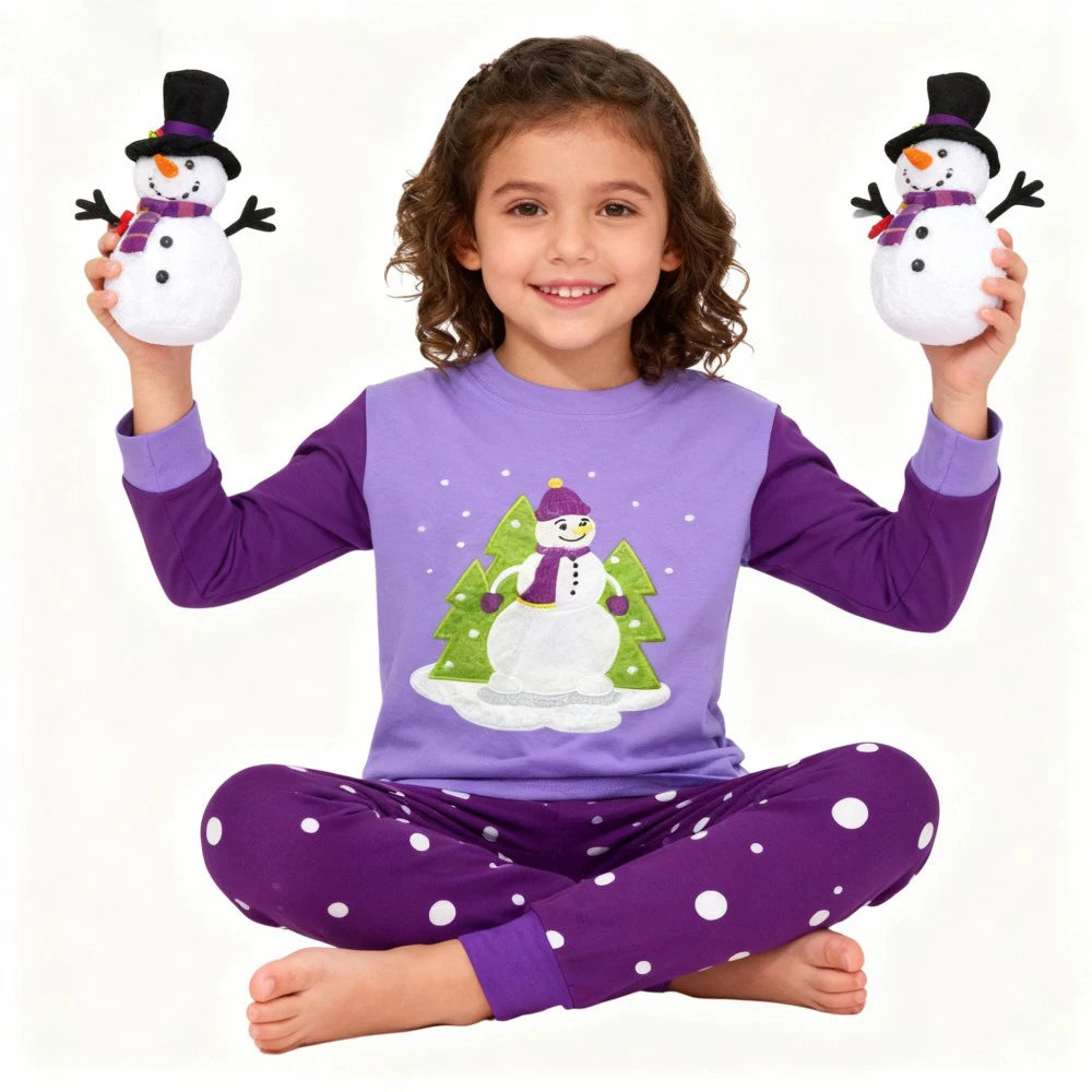 Pijamas de Navidad para niños y niñas, conjuntos de manga larga, ropa de dormir de pingüino y muñeco de nieve para bebés, Pijamas para niños con motivos de copo de nieve