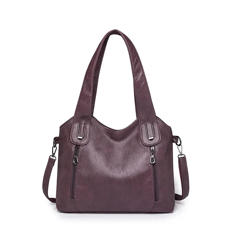 Bolsos de mano de Color sólido a la moda para mujer, bolso de mano de cuero suave, bolsos cruzados grandes informales para mujer, nuevas bolsas de mensajero de hombro