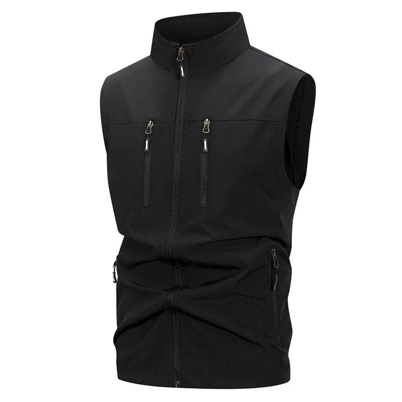 Chaleco Softshell ligero para hombre con bolsillos con cremallera, chaqueta sin mangas a prueba de viento para senderismo, Golf, prendas de vestir al aire libre, cortavientos