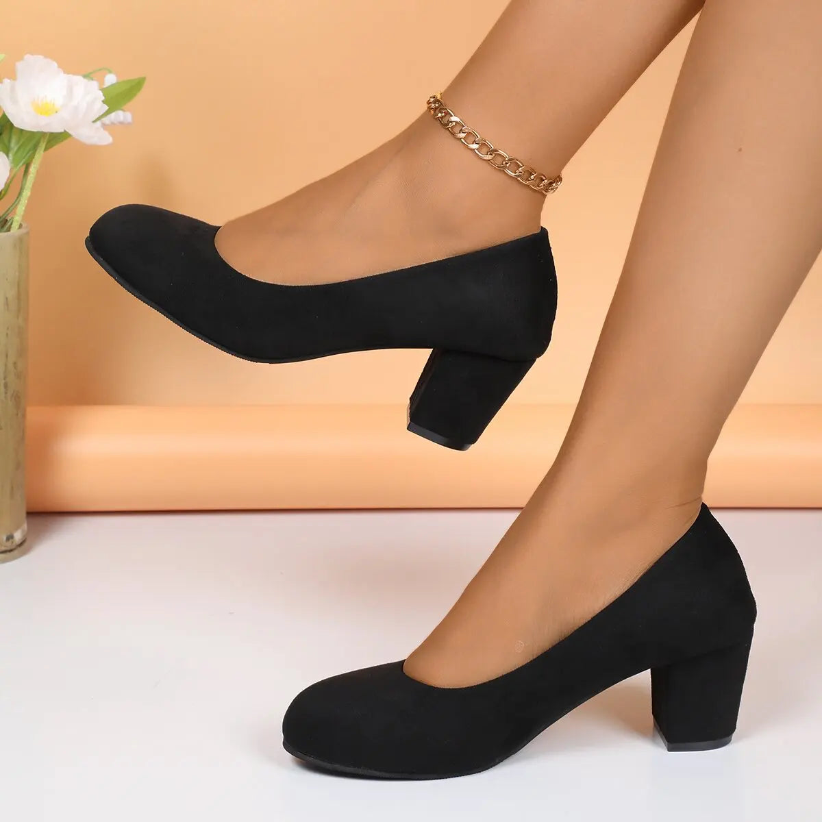Zapatos De tacón alto poco profundos para Mujer, Zapatos De tacón medios Retro, tendencia De moda, Zapatos De diseñador De otoño, Zapatos De vestir para caminar, Zapatos De Mujer