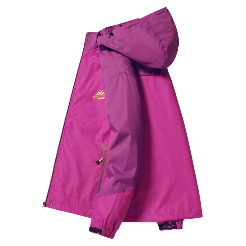 Chaqueta de senderismo de primavera para mujer, abrigo de lluvia para senderismo al aire libre, cortavientos impermeable con capucha para acampar, ciclismo y escalada