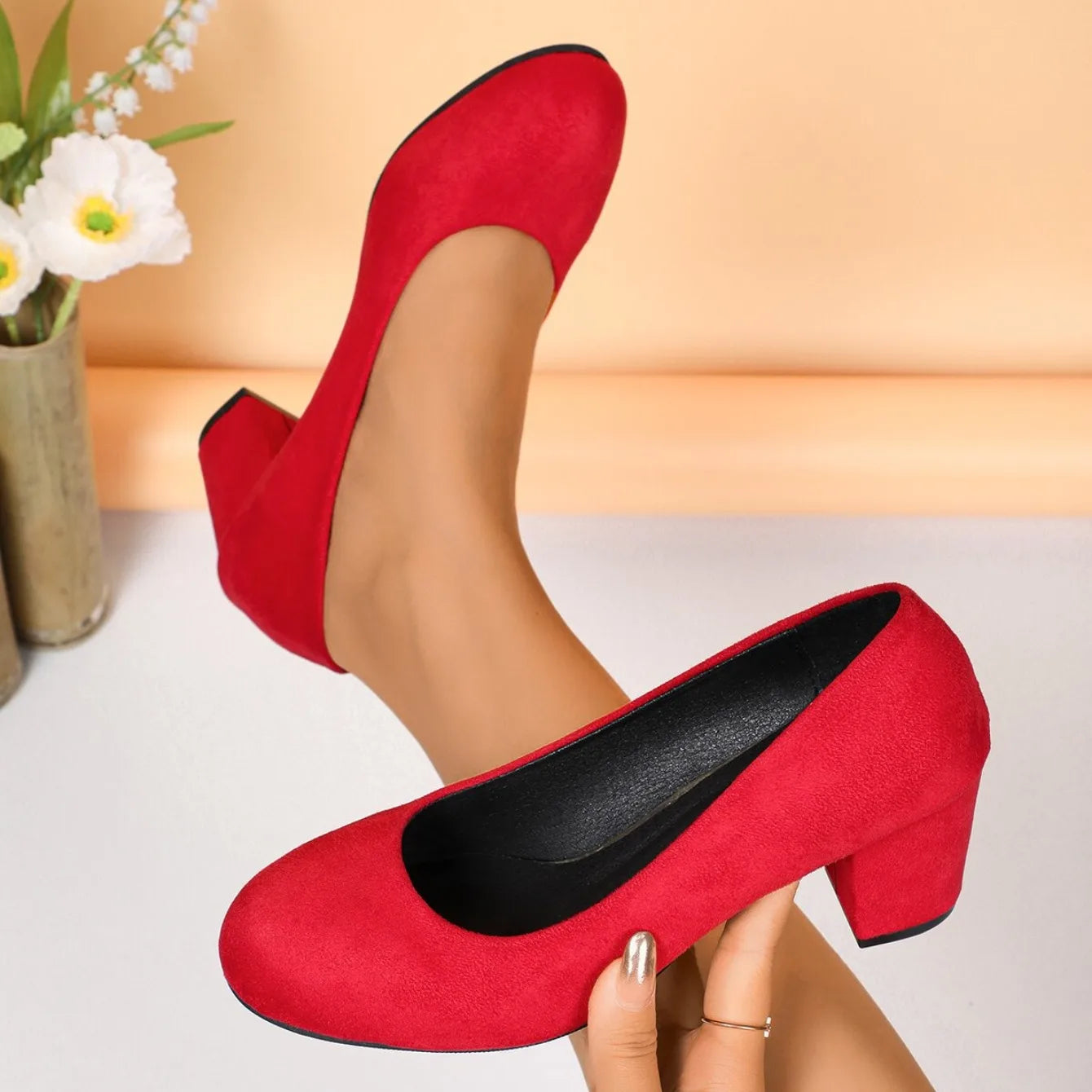 Zapatos De tacón alto poco profundos para Mujer, Zapatos De tacón medios Retro, tendencia De moda, Zapatos De diseñador De otoño, Zapatos De vestir para caminar, Zapatos De Mujer
