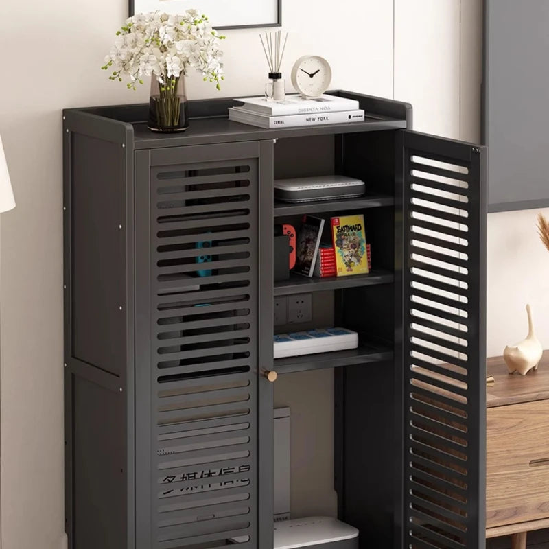 Caja de almacenamiento de enrutador de madera maciza, organizador de gabinete Multimedia, estante multimedia a prueba de polvo, estante de módem WiFi para configuración de electrónica del hogar