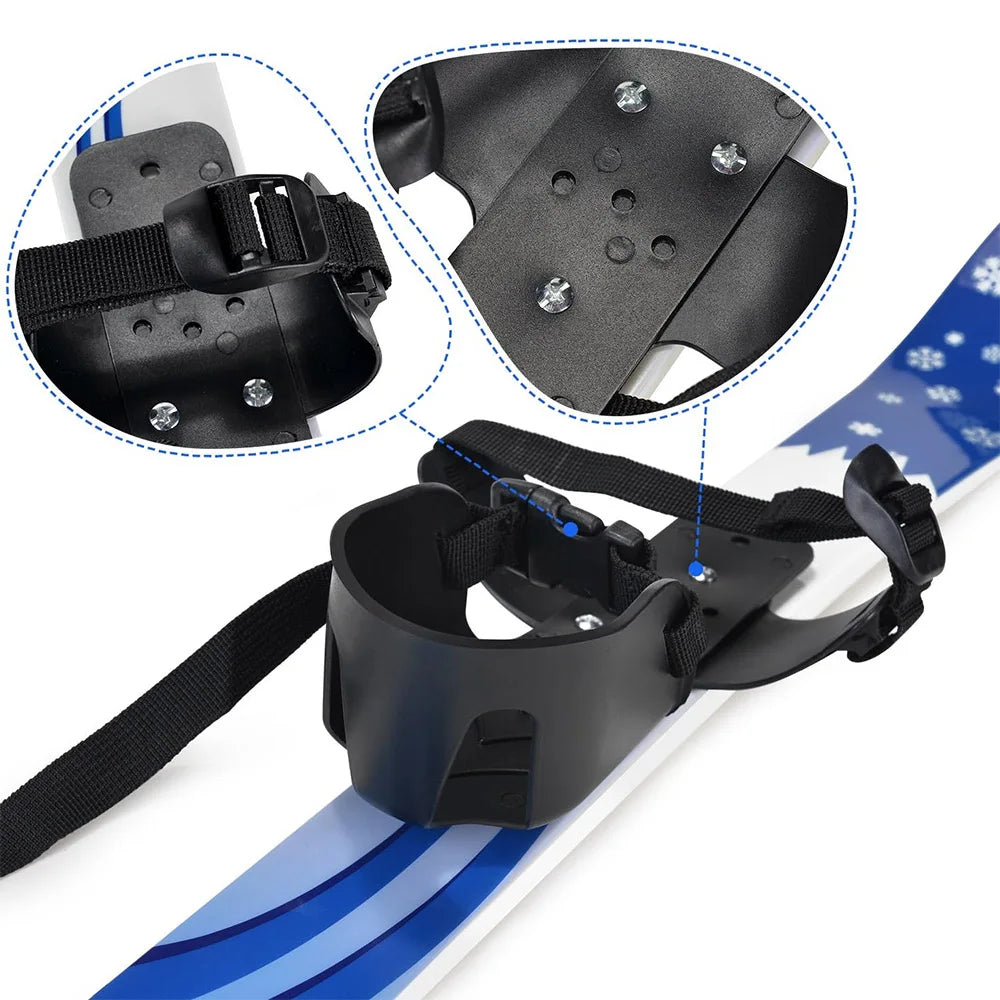 Esquís y postes de nieve para principiantes con fijaciones, tablas de esquí de baja resistencia para niños de 2 a 8 años, resistentes y seguros, equipo de esquí