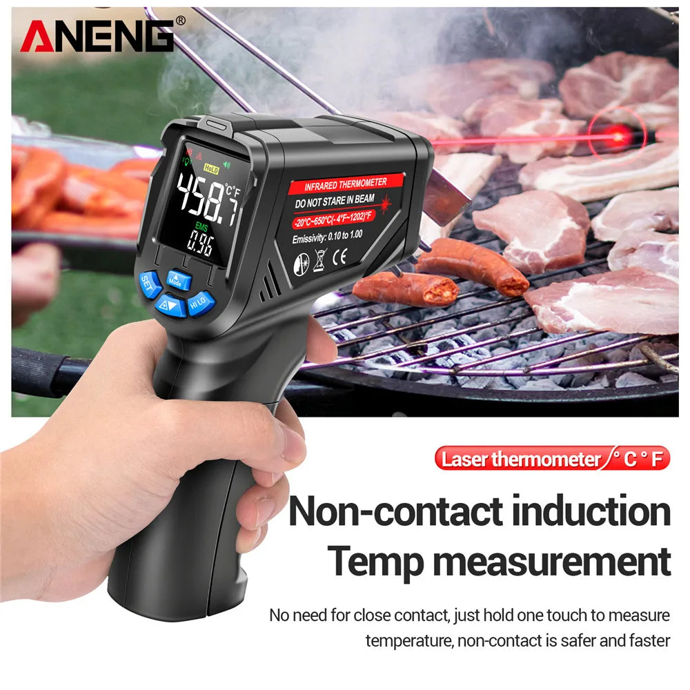 Termómetro Infrarrojo Digital Sin Contacto -20~650 ℃   ANENG TH05 IR láser Termometro pirómetro pistola láser medidor de temperatura herramientas