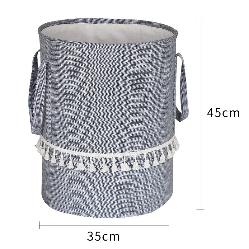 Cesta de almacenamiento de tela de yute trenzada plegable de lino y algodón para el hogar, ropa sucia, juguetes para niños y organizador de artículos diversos