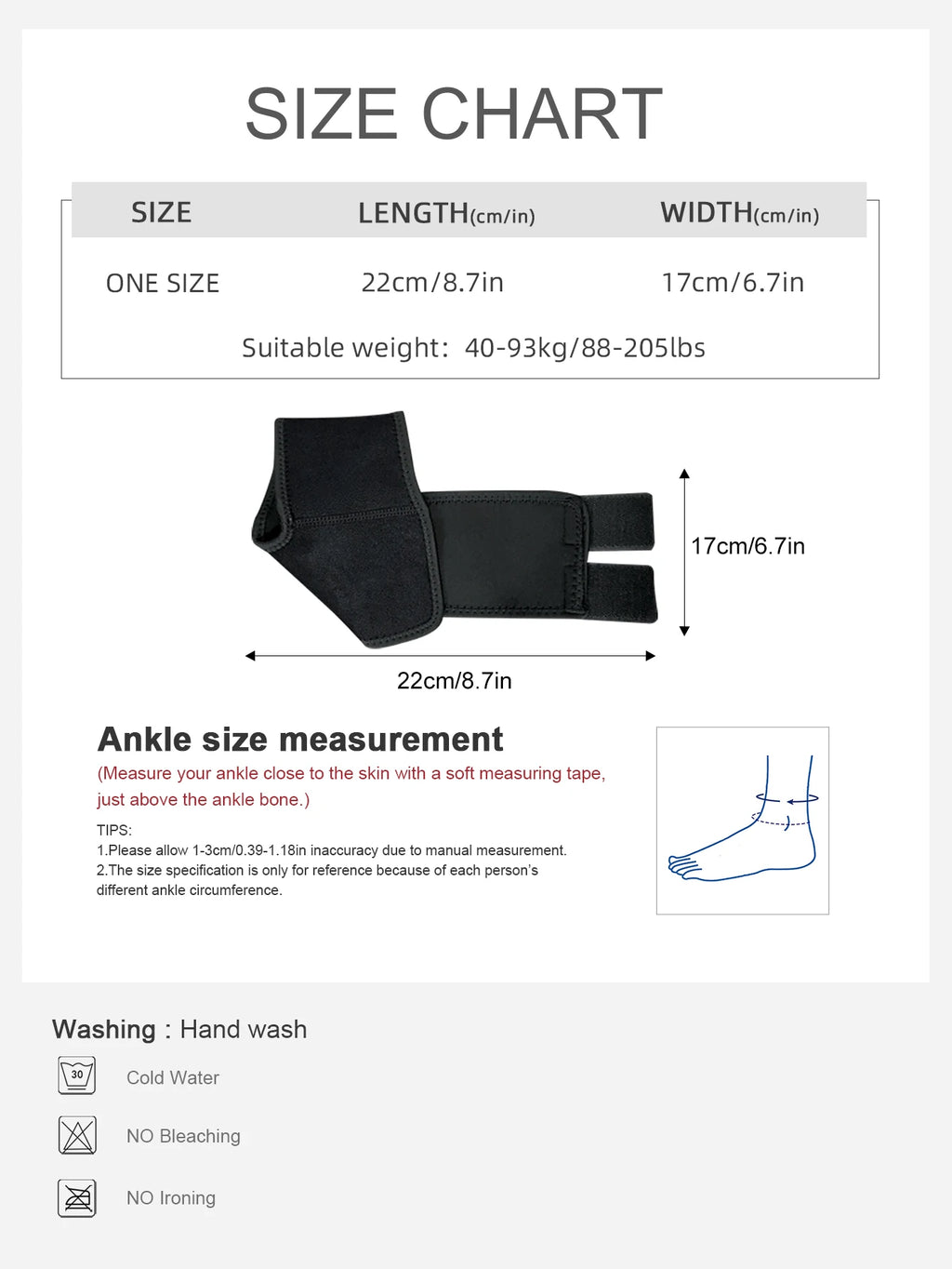 Tobillera de neopreno ajustable de 1 pieza para correr baloncesto