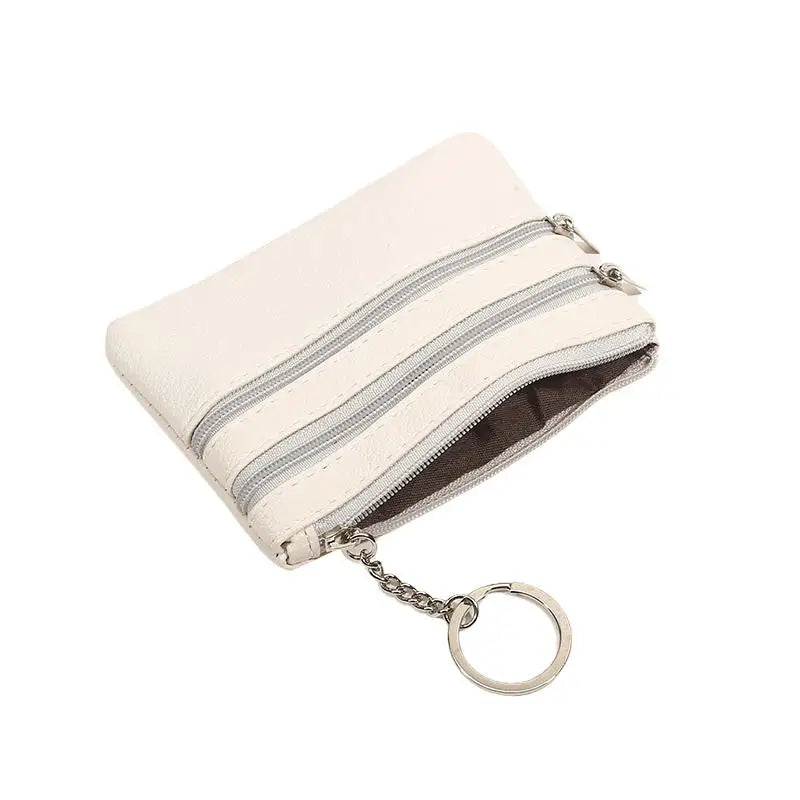 Monedero de cuero PU a la moda, cartera pequeña para mujer, monederos de cambio, Mini bolsas de dinero con cremallera, billeteras de bolsillo para niños, llavero