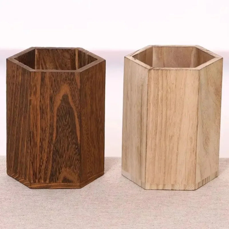Portalápices de madera para almacenamiento de escritorio, caja porta bolígrafos de gran capacidad estilo INS, organizador de lápices de madera multifuncional