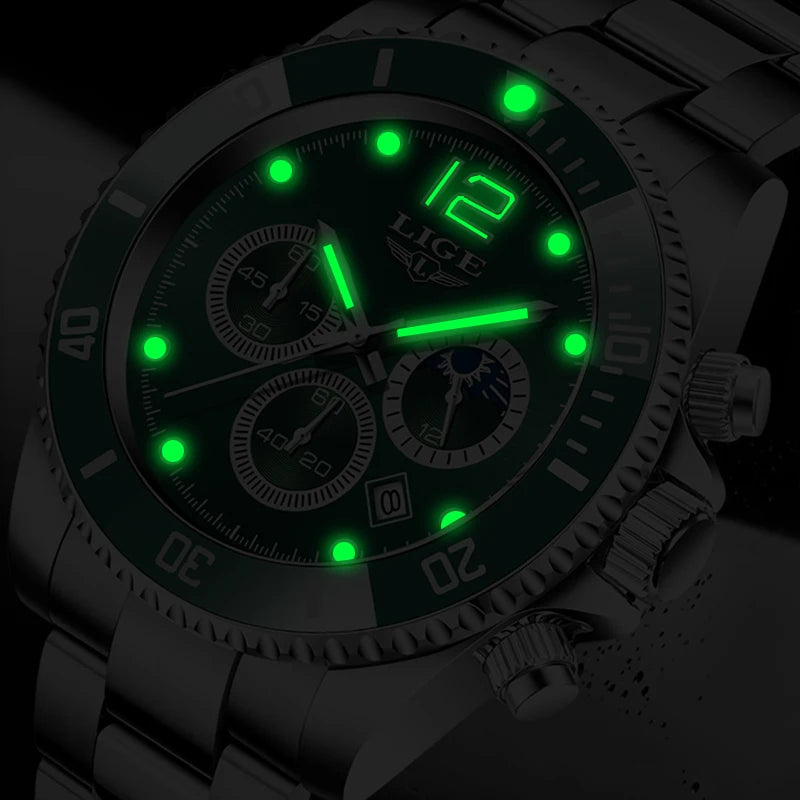 Reloj Masculino LIGE, nuevo reloj de cuarzo militar para hombre, relojes impermeables de lujo a la moda, cronógrafo con fecha de negocios para hombre