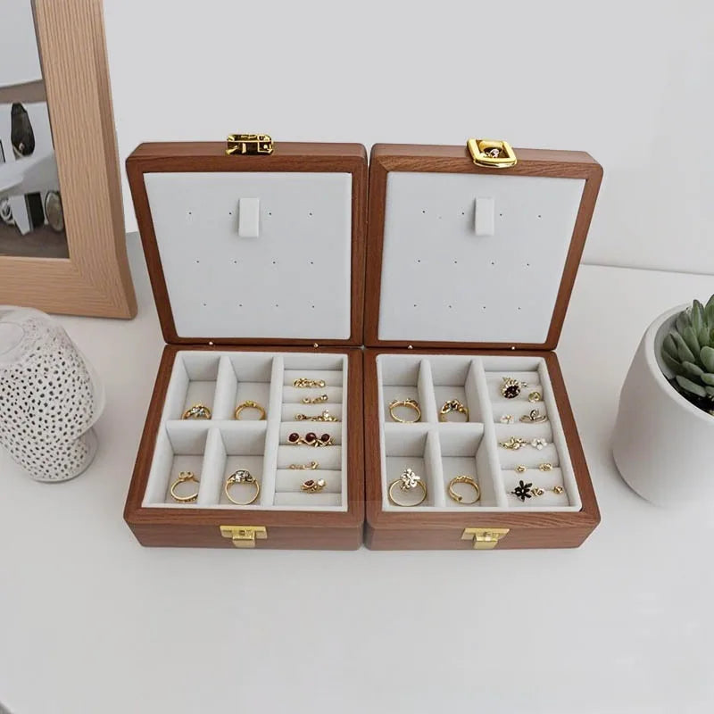 Caja de joyería de madera, pulseras de lujo, anillos, caja expositora, collares, pendientes, escaparate, baratija de mujer, Estuches de almacenamiento de joyería