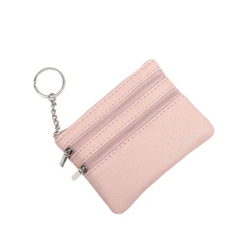 Monedero de cuero PU a la moda, cartera pequeña para mujer, monederos de cambio, Mini bolsas de dinero con cremallera, billeteras de bolsillo para niños, llavero