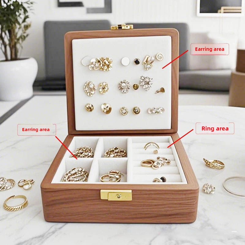 Caja de joyería de madera, pulseras de lujo, anillos, caja expositora, collares, pendientes, escaparate, baratija de mujer, Estuches de almacenamiento de joyería