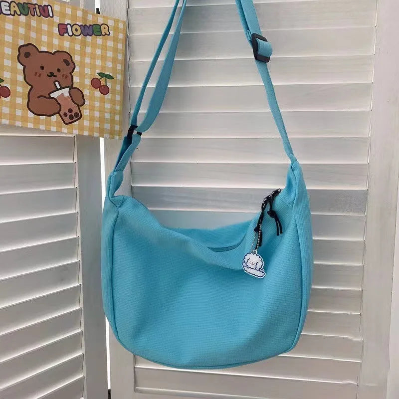 Bolso de hombro sólido Harajuku para mujer, bolsos multifunción simples que combinan con todo, bolsos cruzados de gran capacidad, monedero para adolescentes