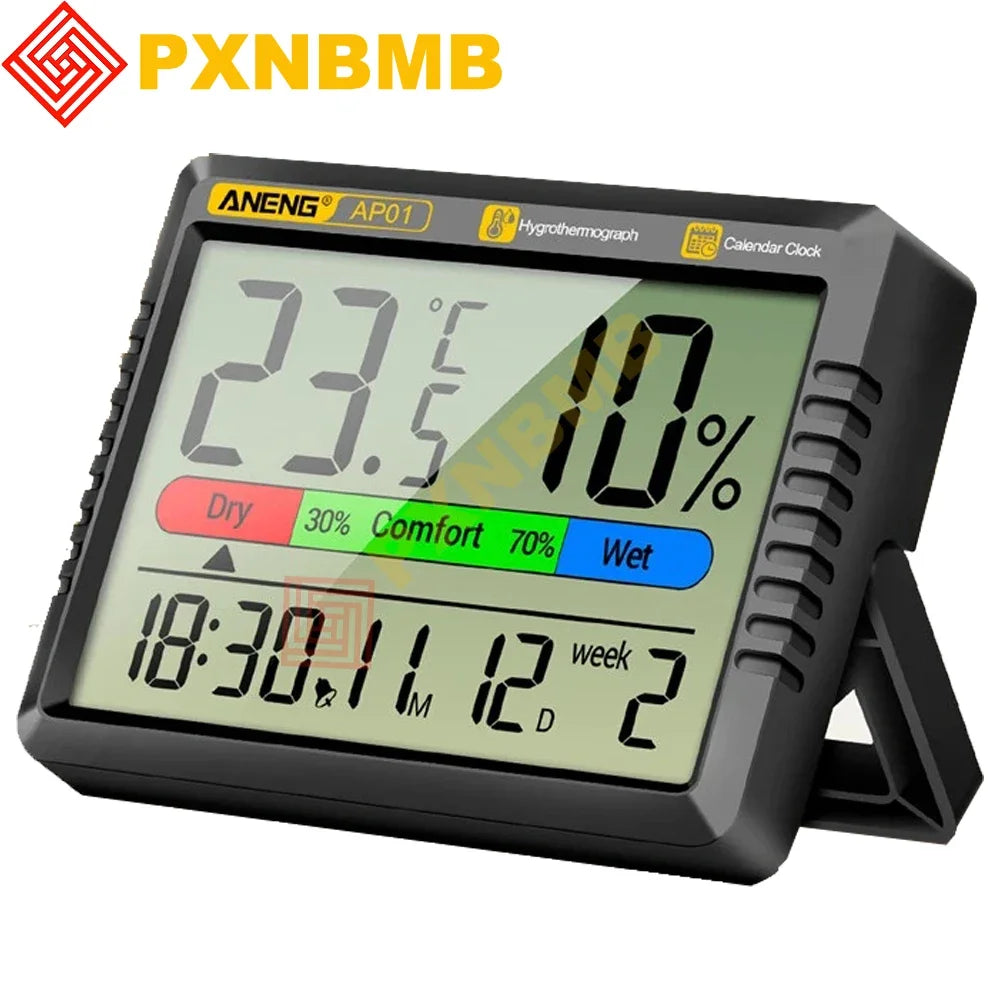 Termómetro de aire inteligente, higrómetro, reloj multifunción, pantalla Digital, Sensor de estación meteorológica para el hogar, interior y exterior