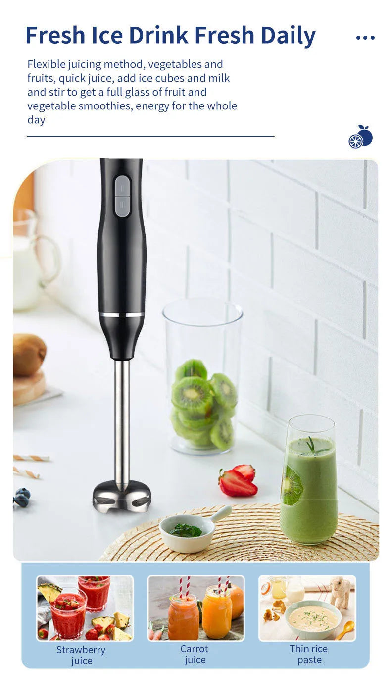 Batidora de alimentos eléctrica de mano de 400W, batidora de alimentos para frutas y verduras de 2 velocidades, batidora de huevos, molinillo de acero inoxidable, electrodomésticos EU