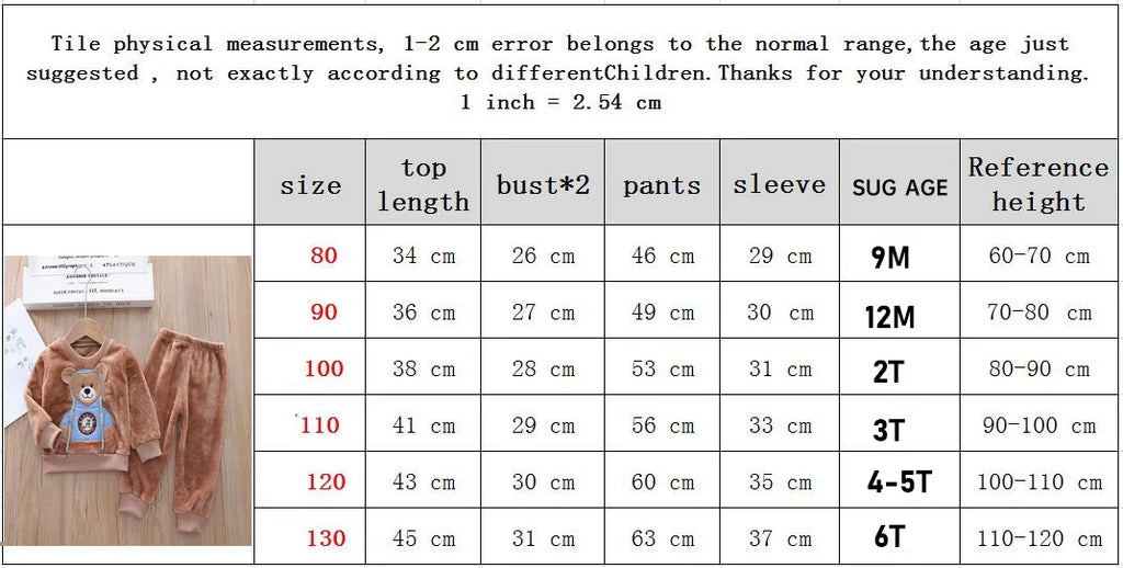 Ropa de otoño e invierno para niños, conjunto de pijamas para bebés, ropa de dormir de lana de Franela gruesa para niños, conjuntos de 2 uds, trajes cálidos para el hogar, ropa para niños