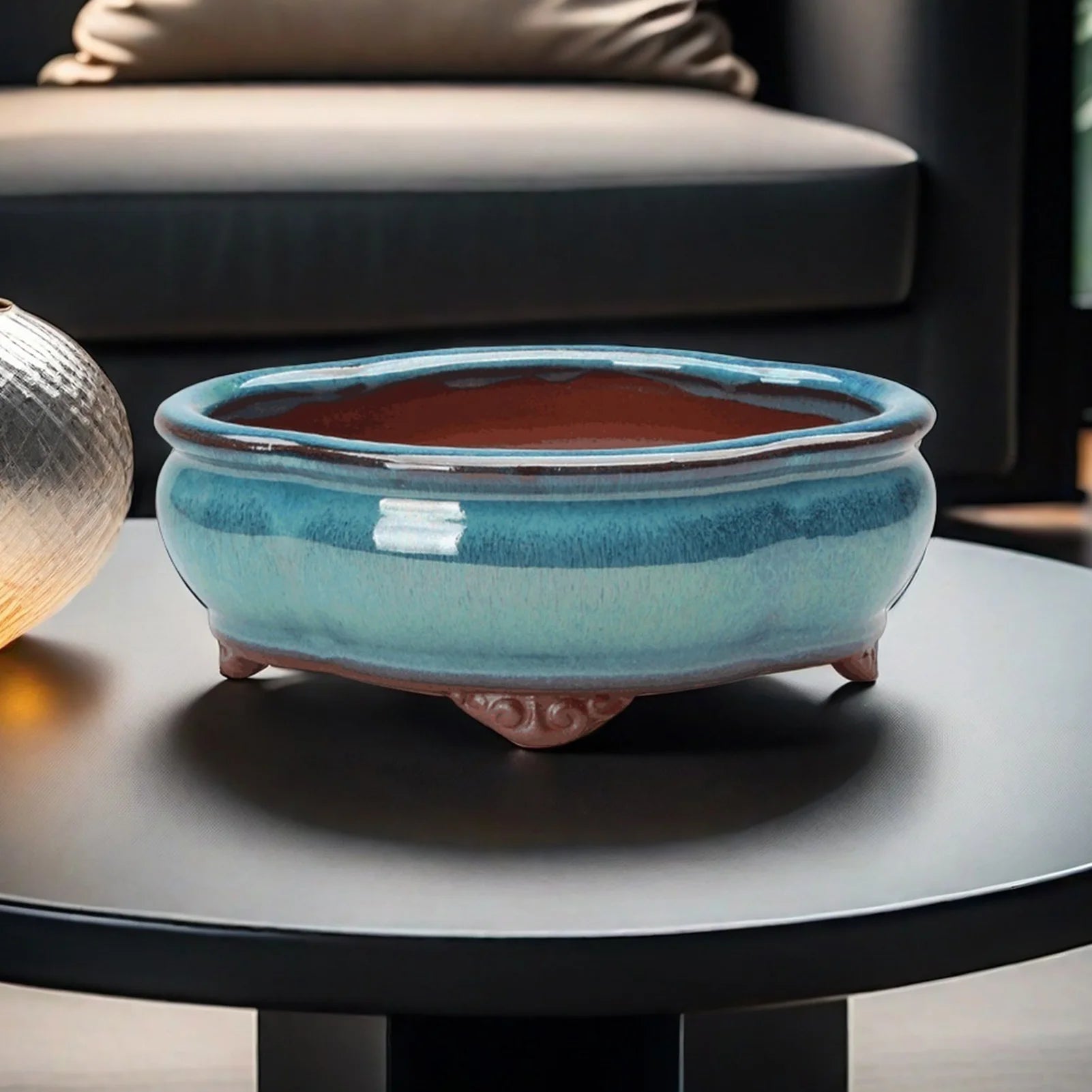 Macetas de cerámica para jardín, macetas para bonsái de cerámica rugosa y transpirables elegantes para sala de estar, dormitorio, estudio