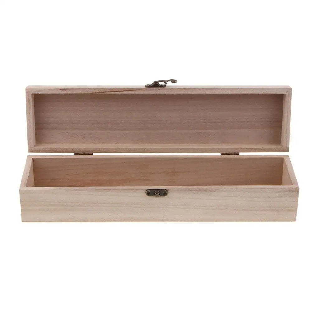 Caja de madera Natural sin terminar, caja de almacenamiento de joyería con cierre de bloqueo para regalos, manualidades, caja de almacenamiento para el hogar