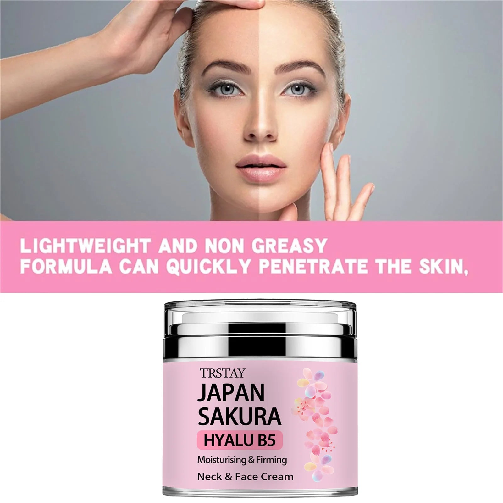 Crema de esencia japonesa Sakura, crema tonificante Sakura con ácido hialurónico,