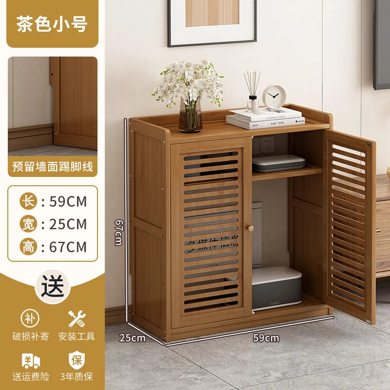 Caja de almacenamiento de enrutador de madera maciza, organizador de gabinete Multimedia, estante multimedia a prueba de polvo, estante de módem WiFi para configuración de electrónica del hogar