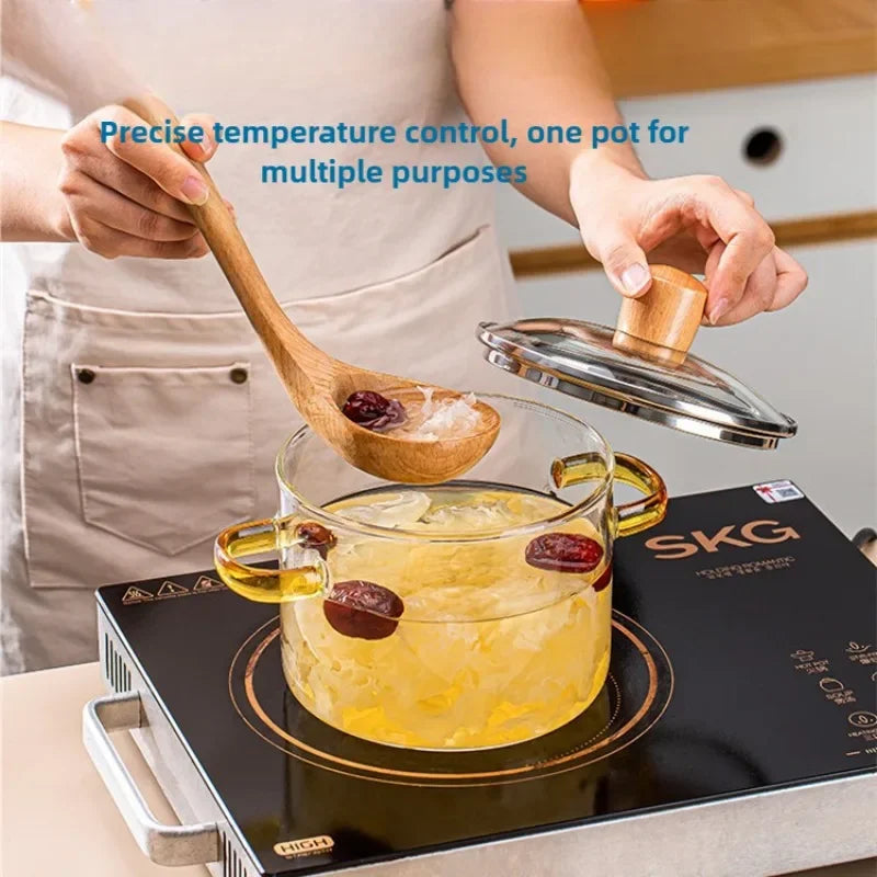 Olla de sopa de vidrio transparente, olla de sopa de gran capacidad, olla de vidrio de alto borosilicato, horno eléctrico de cerámica, olla especial, herramientas de cocina